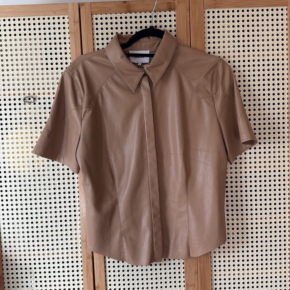 NANUSHKA Clare Vegan Leather Button Down size L